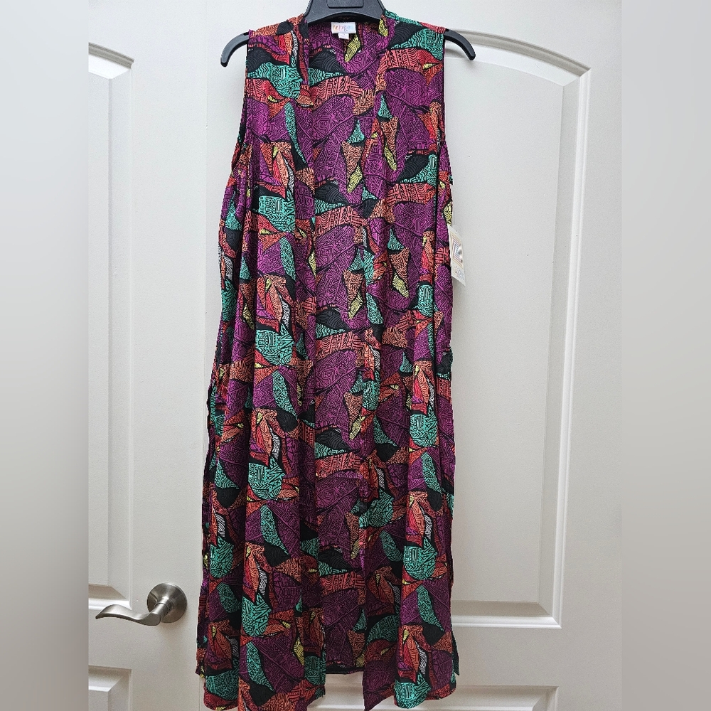 Lularoe Joy Vest NWT Fuchsia, Green, Black, Orange, Yellow Size M